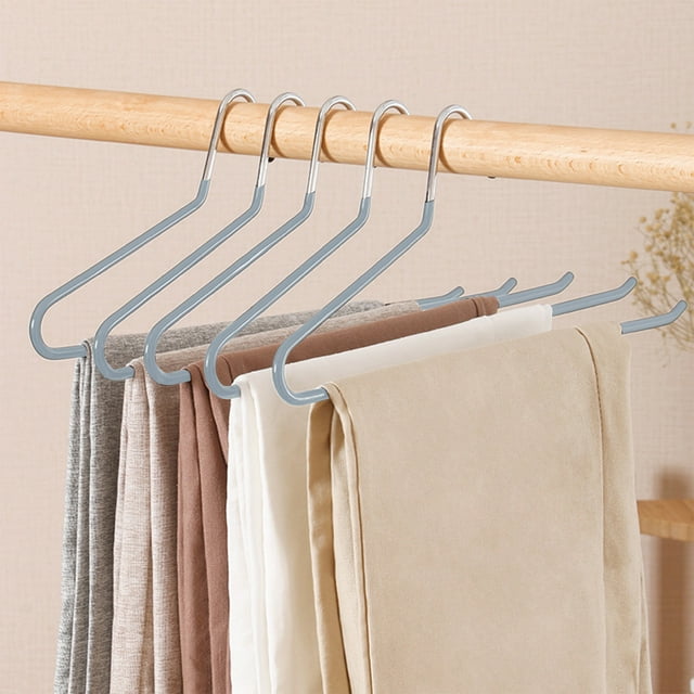 Percha para pantalones en forma de Z, antideslizante, resistente, de hierro, con 5 ganchos, organizador de armario que ahorra espacio, diseño antideslizante y sin rastros para un,Vsgery