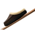 thumbnail image 5 of Needbo Men's Moccasin Slippers Faux Leather Fuzzy Lined House Shoes Warm Memory Foam Indoor Outdoor Coffee, Size 11-12, 5 of 7