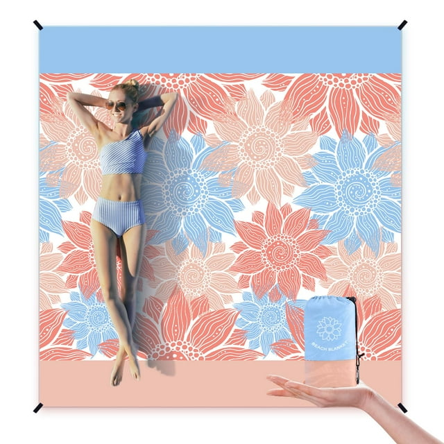Manta de playa HIHOHO impermeable a prueba de arena, 200 x 211 cm, grande