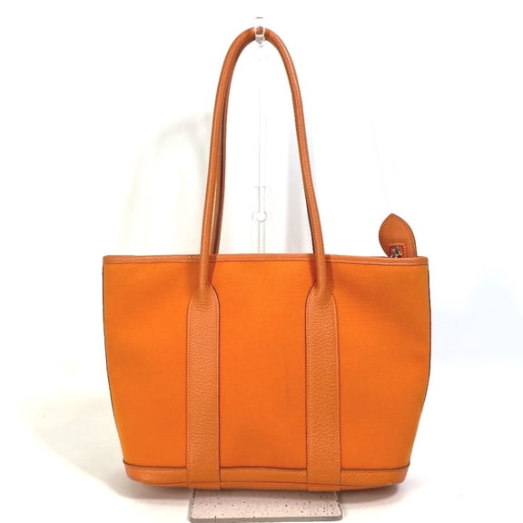 Pre-Owned HERMES Toile Officier Garden Zip PM Shoulder Bag, Women's, Orange (Good)