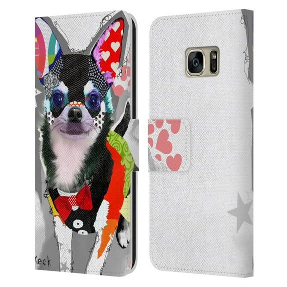 Head Case Designs Officially Licensed Michel Keck Dogs 3 Chihuahua Leather Book Wallet Case Cover Compatible with Samsung Galaxy S7