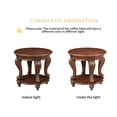 thumbnail image 3 of 22" Retro Round End Table - Solid Wood Side Table with Shelf & Carved Legs for Living Room, Farmhouse Style in Cherry, 3 of 9