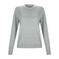thumbnail image 5 of Knit Sweater for Women Wool Base Layer Shirt Tops Crewneck Long Sleeve Travel Hiking Tees Solid Pullover Sweaters Sweaters Grey L, 5 of 6
