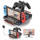 thumbnail image 1 of Base multifuncional para Nintendo Switch/Switch OLED: centro de almacenamiento y carga con salida HDMI 4K con capacidad para 4 Joycons y 2 mandos Pro + 8 tarjetas de juego. Carga rápida PD de 95 W, 1 of 5