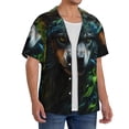 thumbnail image 2 of Rateoe Realistic Style Colorful Wolf A Print Mens Front Pocket Hawaiian Shirts Casual Shirts Short Sleeve Button Down Beach Tropical Shirts-XX-Large, 2 of 5