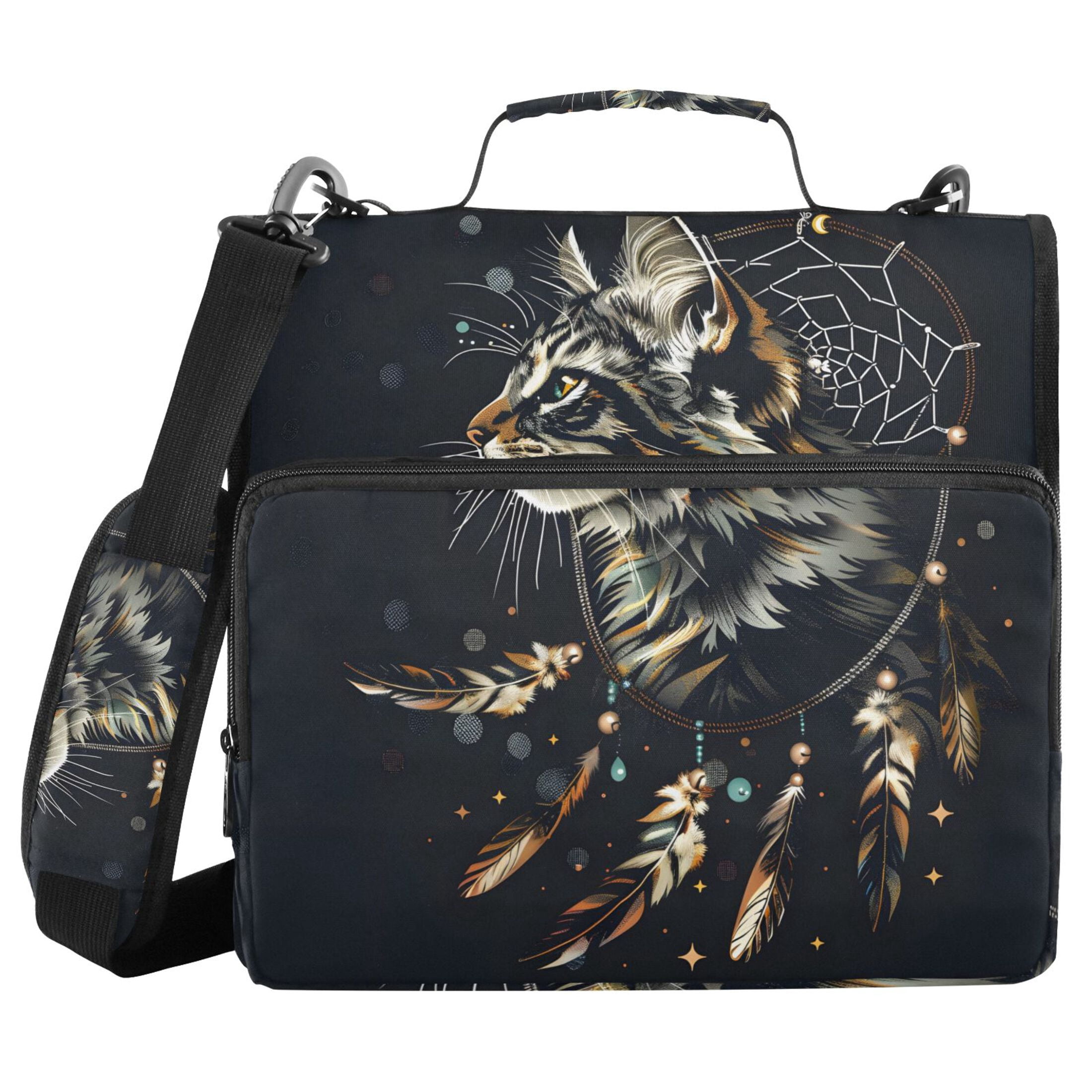 ALAZA Zipper Binder Bag Cat Bohemia 3 Ring File Folder Binder Organizer Bag