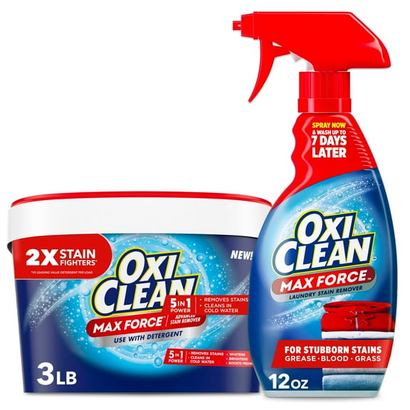 OxiClean Max Force Advanced Stain Remover Powder 3lb & 16oz Stain Spray