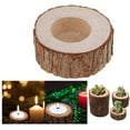 thumbnail image 4 of 3Pcs/Set Wooden Crafts Creative Round Wood Stake bark Shape Candle Holder Table Desktop Home Decoration(B), 4 of 7