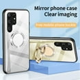 thumbnail image 2 of Mirror Phone Case for Samsung Galaxy S23 Ultra with Diamond Ring Holder Bracket Clear Imaging Cover, Slim Thin Fit Make Up Soft Silicone Bumper Shockproof Lens Protection Case for Women Girls,Gold, 2 of 7