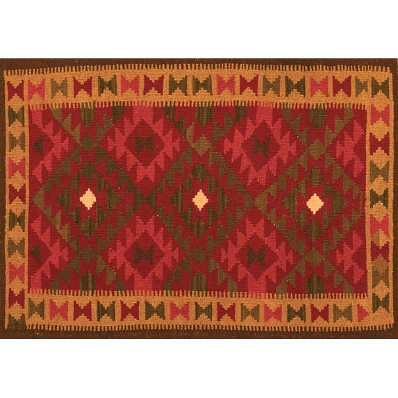 Ahgly Company Indoor Rectangle Oriental Orange Traditional Area Rugs, 6' x 9'