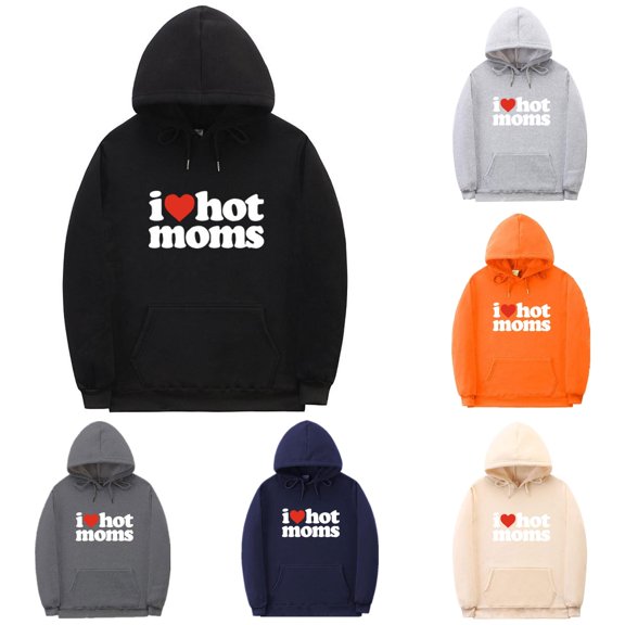 VOUZZA Sweatshirts for Men I Love Hot Moms Letter Graphic Crewneck Long Sleeve Pullover Sweatshirt, Casual Sweater Top for Fall Winter