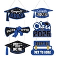 thumbnail image 2 of 2026 Graduation Door Sign Congrats Grad Porch Decorative Congrats Graduate Hanging Sign with 3 Patterns Graduation Party Supplies for Indoor Outdoor Decor, Blue Gold, 2 of 9