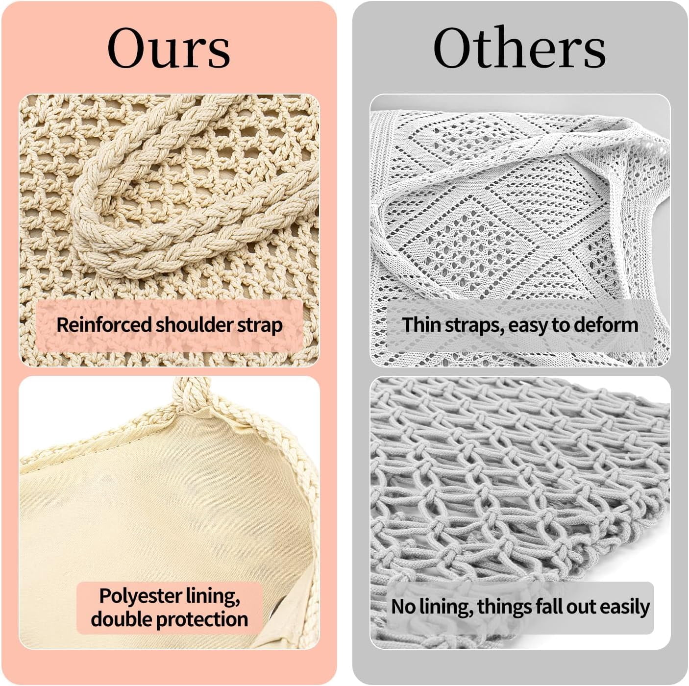 Crochet Beach Tote Bag For Women 2025 Bohemian Shoulder Bag Purse With Leak-Proof Lining for Summer Vacation Travel