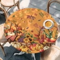 thumbnail image 2 of Yellow Pumpkins Fall Round Tablecloth, Fitted Table Cover with Elastic for 55"-60" Round Tables, Harvest Thanksgiving Botanical Leaves Table Cloth Outdoor Indoor Dinning Party Waterproof Tablecloths, 2 of 7