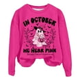 thumbnail image 4 of Arlun,In October We Wear Pink Sweatshirts for Women Halloween Funny Ghost Graphic Pullover Sweatshirts Cancer Awareness Loose Long Sleeve Round Neck Tops Hot Pink2 XXXL, 4 of 4