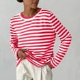 thumbnail image 2 of Lovskoo Sweaters for Women Comfortable Stripe Printed Long Sleeve Round Neck Sweater Top Red, 2 of 5
