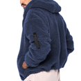 thumbnail image 4 of Lovskoo Men's Fuzzy Fleece Winter Coat Solid Color Plush Pocket Zipper Long Sleeve Hooded Casual Jackets Navy, 4 of 9