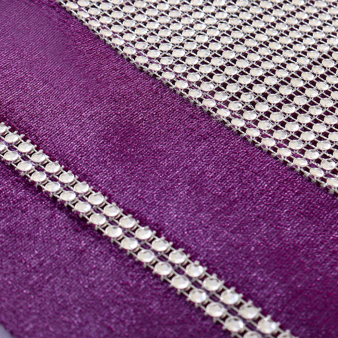 Unique Bargains Sparkle Luxury Velvet Table Runner Cushion Cover Placemat Purple