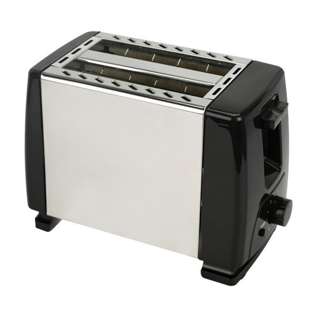 Household Stainless Steel Bread Maker Toaster, Double Slot with Timer, 800W Power for Breakfast, Automatic Heating and Compact