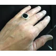 thumbnail image 2 of Solid 925 Sterling Silver Flat Black Onyx Cushion Gemstone Christmas Men's Ring, 2 of 2