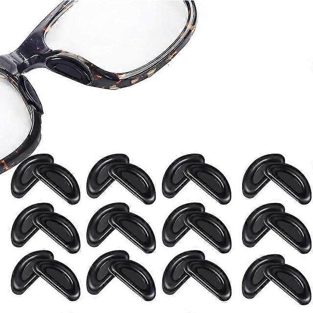 12 Pairs Adhesive Glasses Nose Pads, Non-slip D-shape Silicone Glasses Nose Pads, Adhesive Nose Pads Glasses Nose Pad For Glasses, 15mm (black) (black