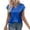 Blue, variant on Satingcolo Womens Shirts Silk Satin Blouses V Neck Summer Shirts Cap Sleeve Business Casual Dressy Spring Summer Clothing Dark Green XL