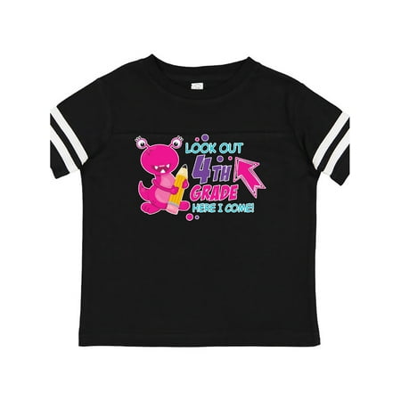

Inktastic Look out 4th Grade Here I Come with Cute Pink Monster Gift Toddler Boy or Toddler Girl T-Shirt