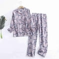 thumbnail image 2 of Arlun 2025 Cute Printed Pajamas for Women Set Long Sleeve Button down Tops Baggy Elastic Waited Long Pants Comfy Soft Fashion 2 Piece Pjs Sets Loungewear Grey2 S, 2 of 9