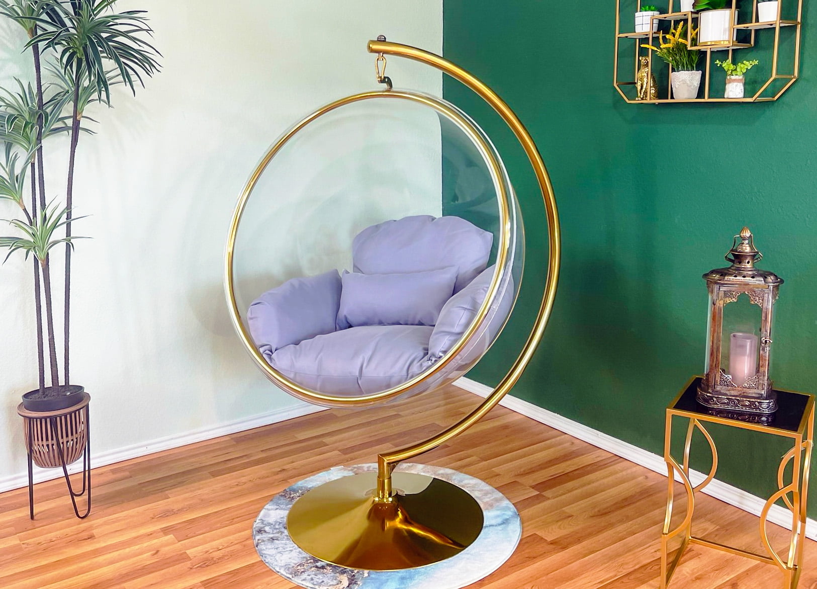 SK CHUMRA Stainless Steel Hanging Chair with Stand Gold