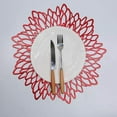 thumbnail image 5 of Pieces Black Placemat, Hollowed Round Placemat, Round Placemats Plastic Table Mat, Used for Heat Insulation of Plate and Table Decoration (Red), 5 of 5