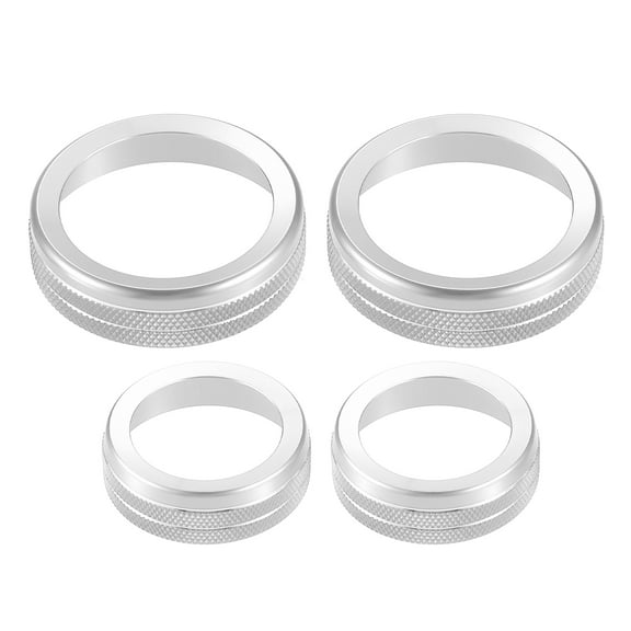 Unique Bargains 4pcs Car Air Conditioner AC Audio Volume Tune Switch Knob Ring Cover for Ford F150 2021-2023 Silver Tone