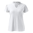 thumbnail image 4 of Sngxgn Women's Casual Short Sleeve T Shirts Ribbed V Neck Loose Fit Tee Summer Tunic Tops(White,L), 4 of 4