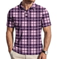 thumbnail image 3 of Garbnen Polo Shirts for Men Short Sleeve Plaid Color Block Collared Henley Shirt Men Lightweight Breathable Casual Summer Beach Travel Golf Shirts Men S, 3 of 7