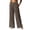 AB68 Brown, variant on Casual Linen Pants Women Solid Color Elastic Waist Wide Leg Trousers Breathable Leisure Ladies Work Business Street Casual Pants Navy Size S