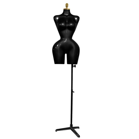 Female Mannequin Torso,Dress Form Manikin with Metal Stand Base, Suitable for Clothing and Jewelry Display (Black)