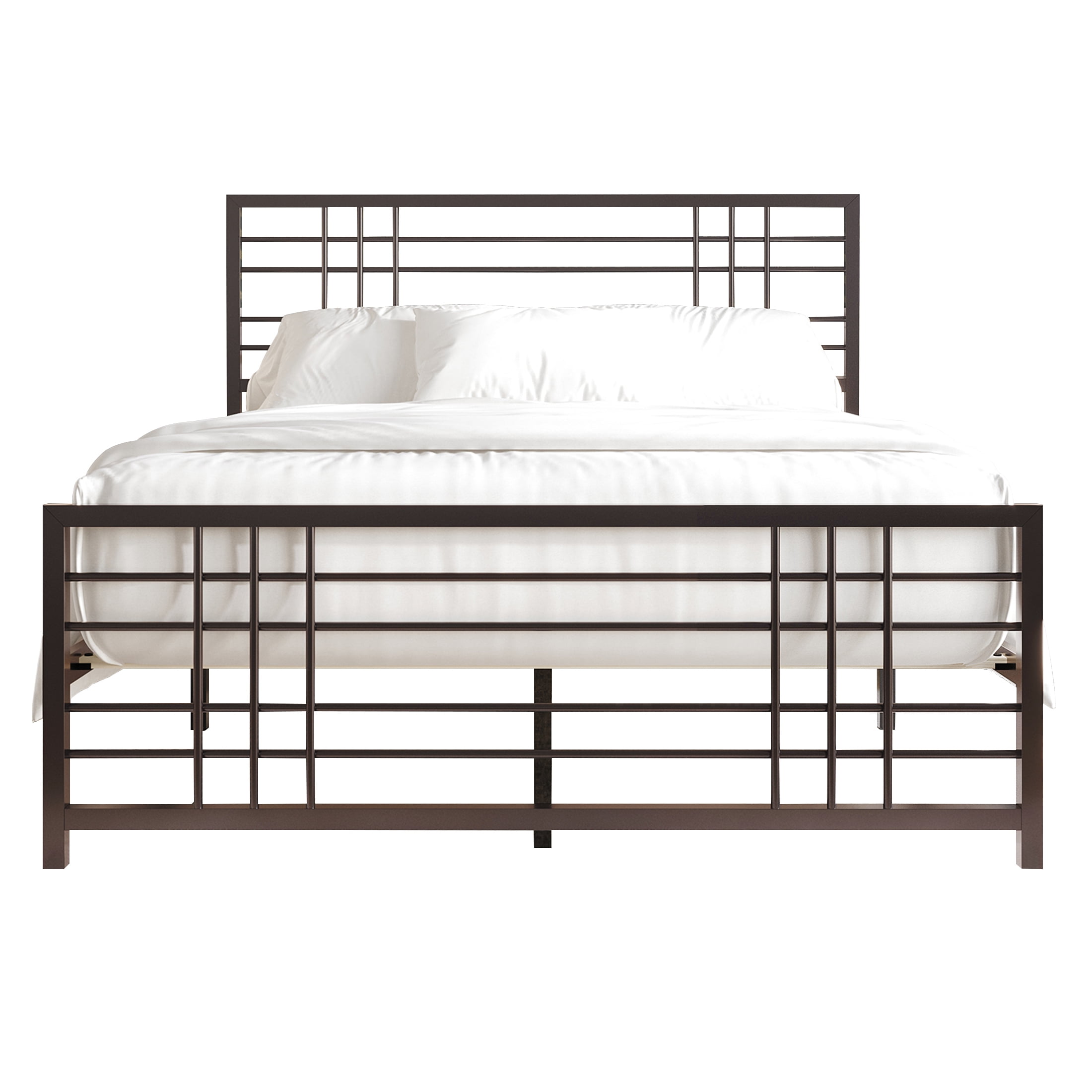 Castle Place Simple Classic Twin Size Metal Panel Bed, Brown