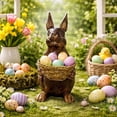thumbnail image 6 of Vintage Resin Easter Bunny Statue with Woven Basket, Easter Garden Ornament and Home Decor for Outdoor Yard, Indoor Mantel or Table Centerpiece, 6 of 8