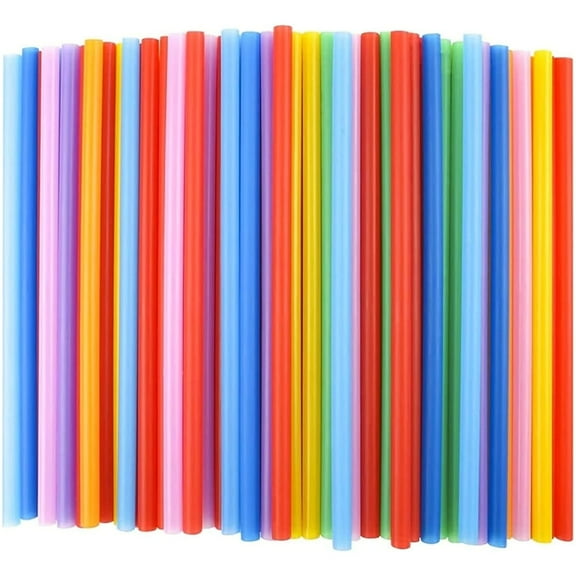 Disposable Drinking Straws Plastic Smoothie Straws Large 0.39 inch Wide Mouth Straws Milkshake Straws Boba Tea Straws Party Cocktail Straws - 8.27 inch Colorful