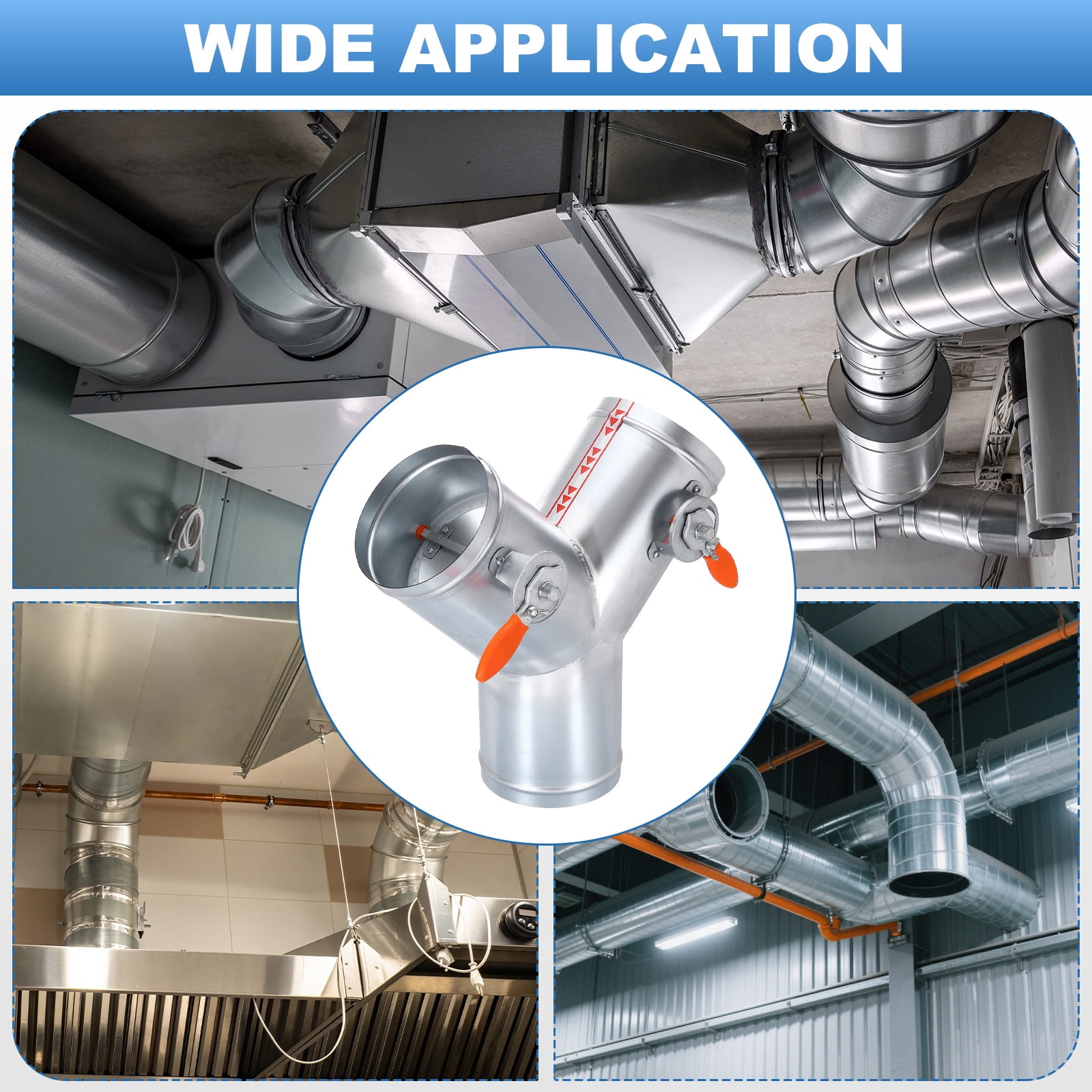 6 Inch 3 Way Splitter, Y-Shaped Metal Manual Volume Damper for Vents Fans Extractors Range Hoods Heating Systems