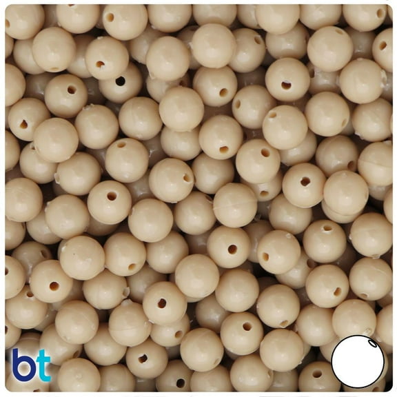 BeadTin Dark Ivory Opaque 8mm Round Plastic Beads (300pcs)