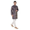 thumbnail image 3 of eloria Men's Tunic Jacquard Kurta Pajama Indian Traditional Suit Wedding Party Dress Set Party Wear Apparel, 3 of 6