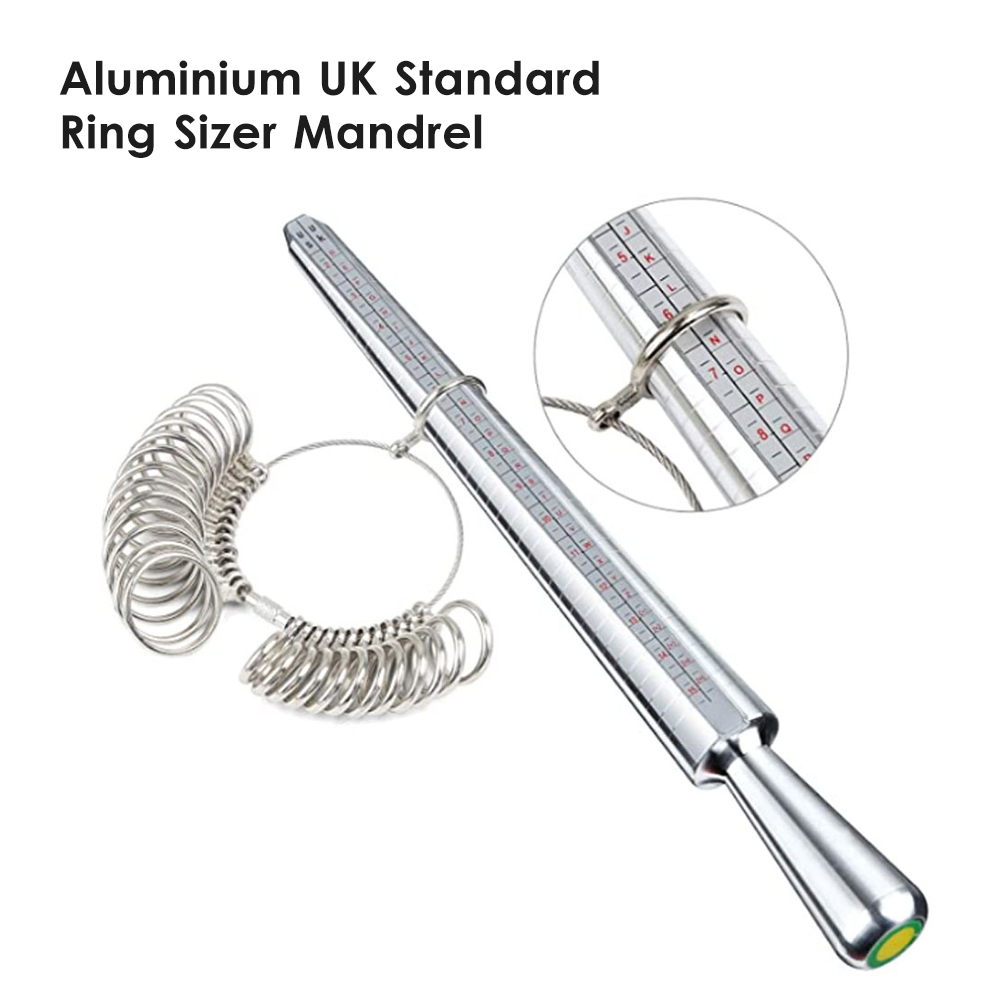 Htovila Aluminium Ring Sizer Mandrel Metal Ring Sizer Finger Sizing Stick  Mandrel Tool with Ring Sizer Gauge Set Measuring Tape for Ring Size  Measurement 