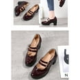 thumbnail image 4 of Lovskoo 2024 Women's Oversized Classic Leather Shoes Strappy Platform Chunky Block Mid-Heel Closed Toe Pumps Mary Dress Wedding Shoes Burgundy, 4 of 6