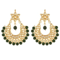 Efulgenz Indian Jewelry Bollywood Antique Faux Pearl Crystal Kundan Chandbali Earrings Set for Women