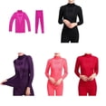 thumbnail image 4 of Sonducket Traje de calzoncillos largos para mujer, conjunto de ropa interior de cuello medio alto para mujer, ropa interior de invierno cálido Ropa interior rojo rosa oscuro, 4 of 6