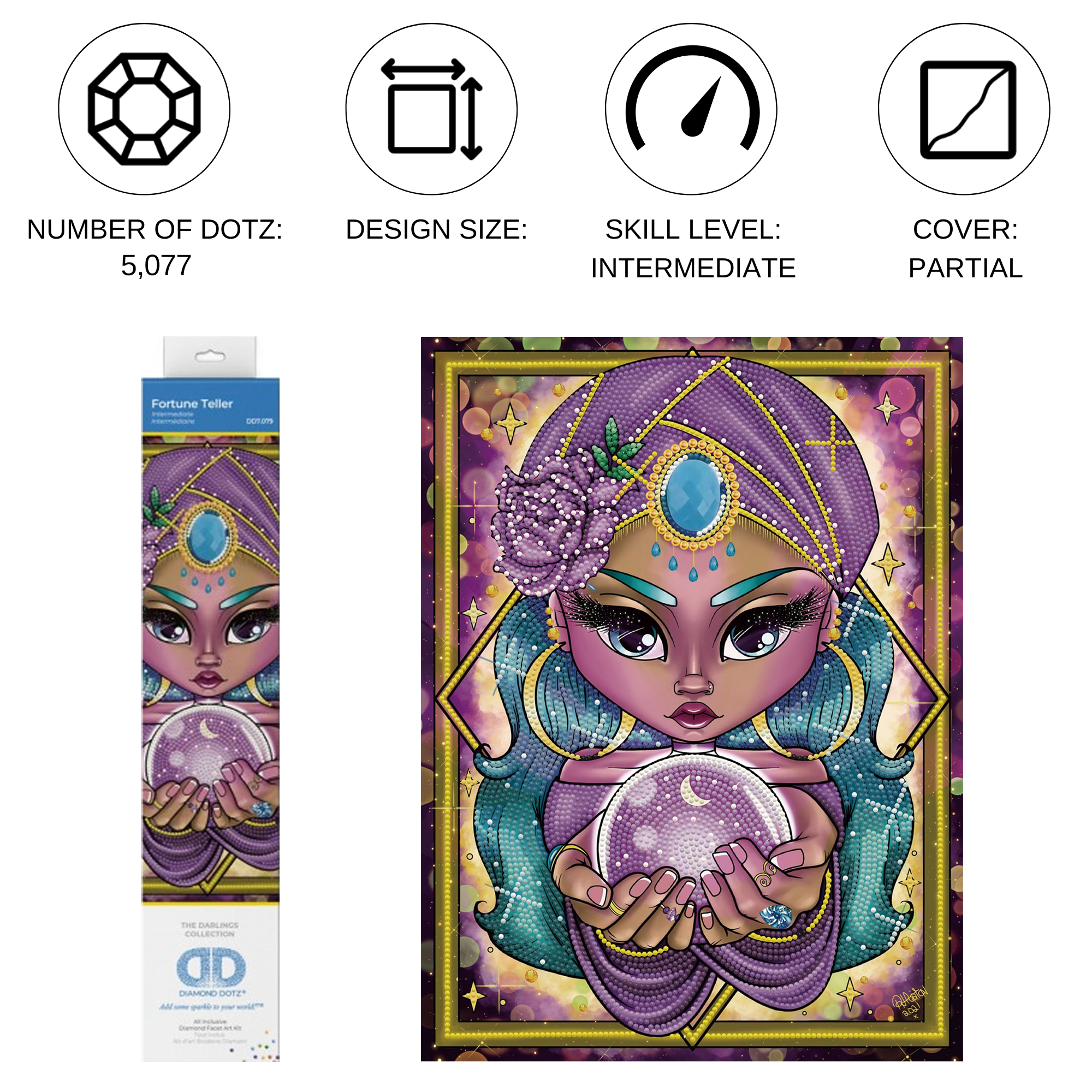 Diamond Dotz Fortune Teller Women Diamond Painting Kits for Adults - Diamond Art Kits a Relaxing Creative Craft Kit with Dotz Gems 15.8"x11.8"
