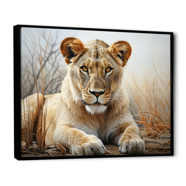 Designart Beige Traditional black framed wall art, Africa framed