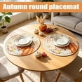 thumbnail image 5 of Round Table Placemats, Fall Table Decorations, Rustic Farmhouse Decor, Pumpkin Table Decor, 14 Inch Diameter Set of 4 Featuring Wood Grain, White Pumpkins, Orange Dotted Pumpkins, 5 of 6