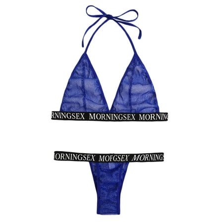 

AIMAOMI Fashion Women Plus Size Bra Sexy Underwear G-String Letter Set Sexy Lingerie H