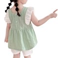 thumbnail image 4 of NAISIBABY Girl's Outfits 2-Piece, Ruffles Floral Sleeveless Tops and Loose Shorts Summer Cute Cotton Sets Clothes Green 2-3T, 4 of 6